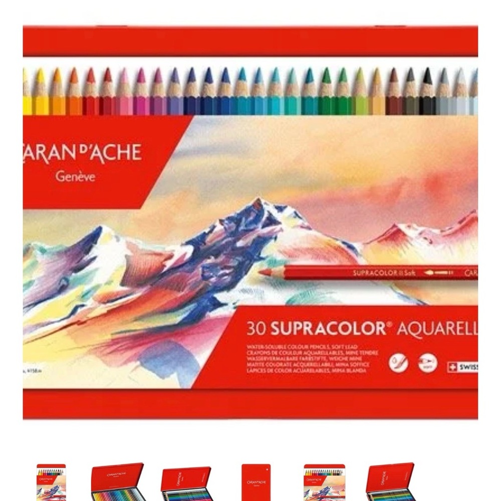 Caran d'Ache Supracolor Aquarelle 30 Colored Pencils - Red Tin